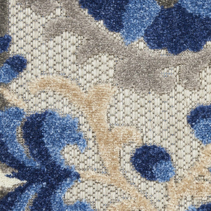 10' X 13' Blue And Gray Indoor Outdoor Area Rug