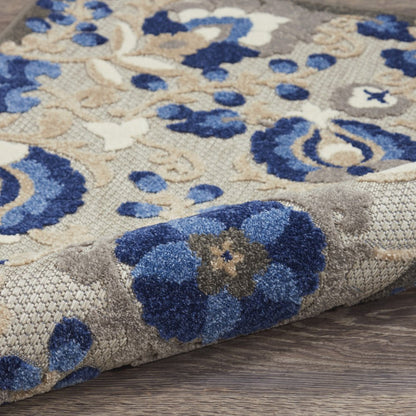 10' X 13' Blue And Gray Indoor Outdoor Area Rug
