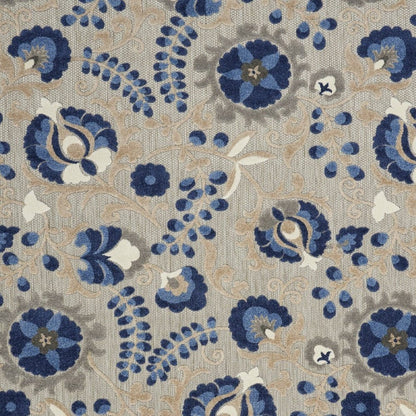 10' X 13' Blue And Gray Indoor Outdoor Area Rug