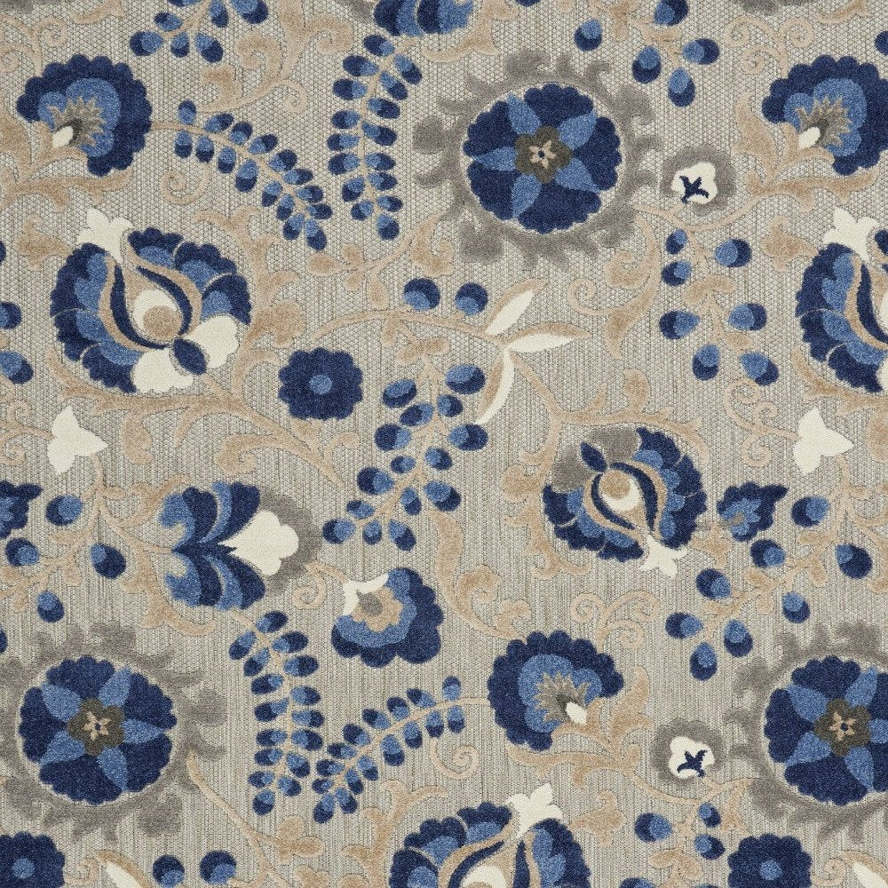 10' X 13' Blue And Gray Indoor Outdoor Area Rug