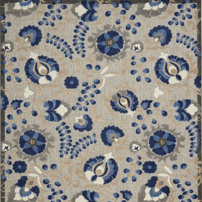 10' X 13' Blue And Gray Indoor Outdoor Area Rug