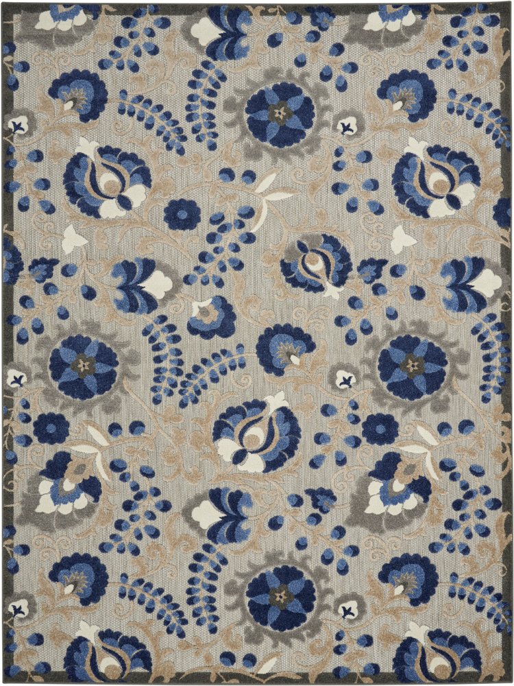 10' X 13' Blue And Gray Indoor Outdoor Area Rug