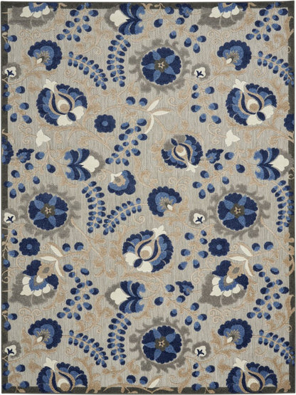10' X 13' Blue And Gray Indoor Outdoor Area Rug