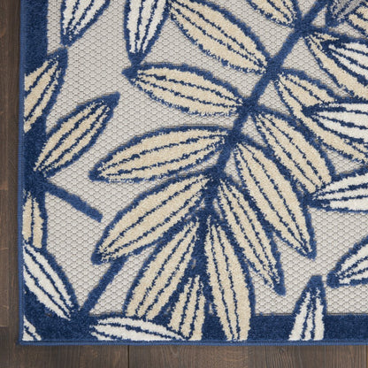 12' X 15' Ivory And Blue Indoor Outdoor Area Rug