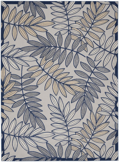 12' X 15' Ivory And Blue Indoor Outdoor Area Rug