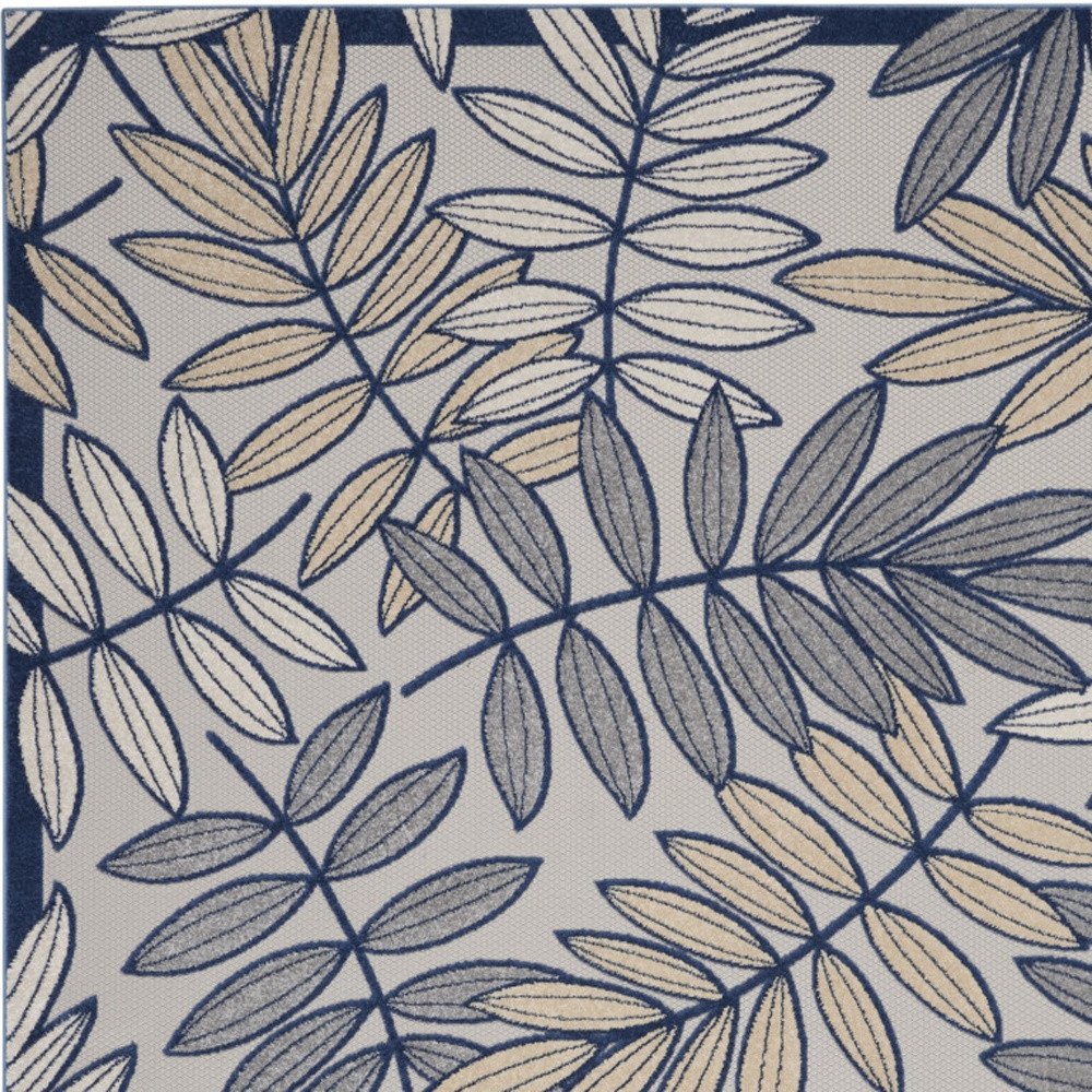 12' X 15' Ivory And Blue Indoor Outdoor Area Rug