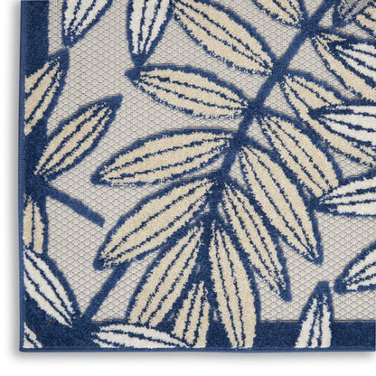 3' X 4' Ivory And Blue Indoor Outdoor Area Rug
