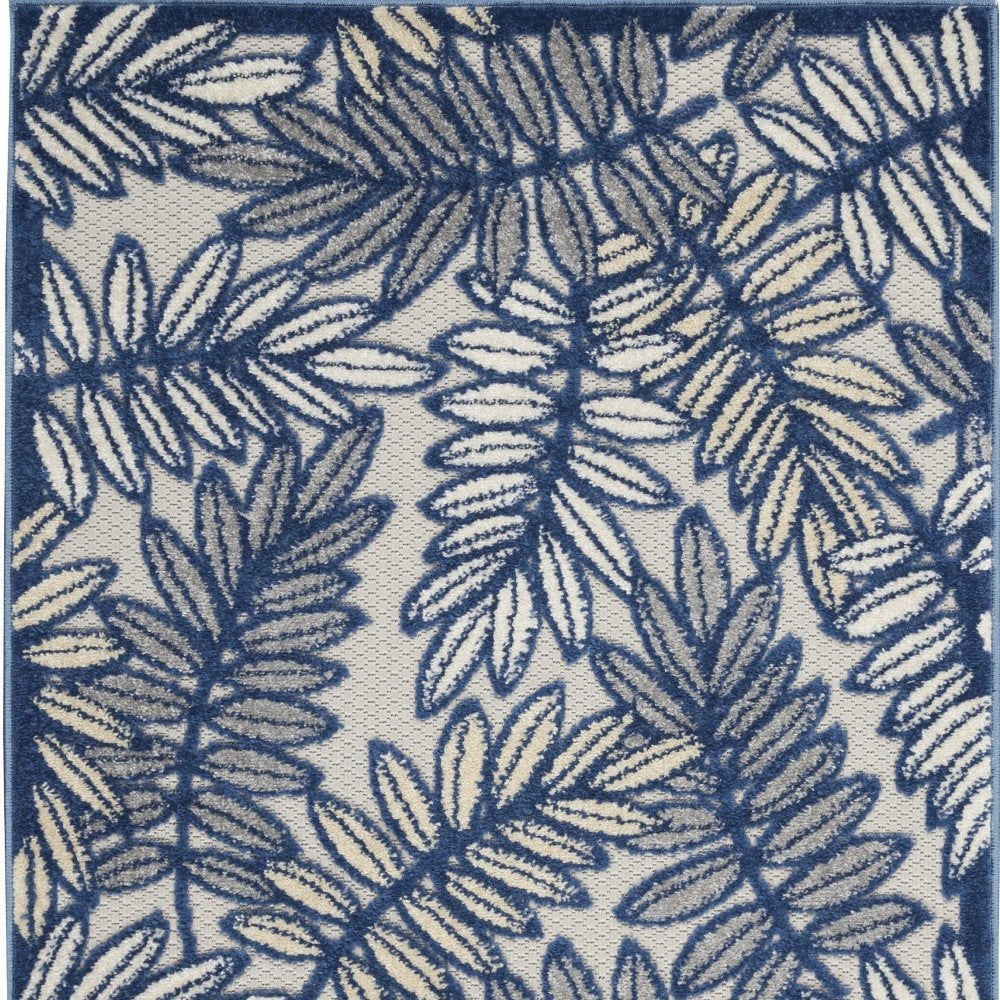 3' X 4' Ivory And Blue Indoor Outdoor Area Rug