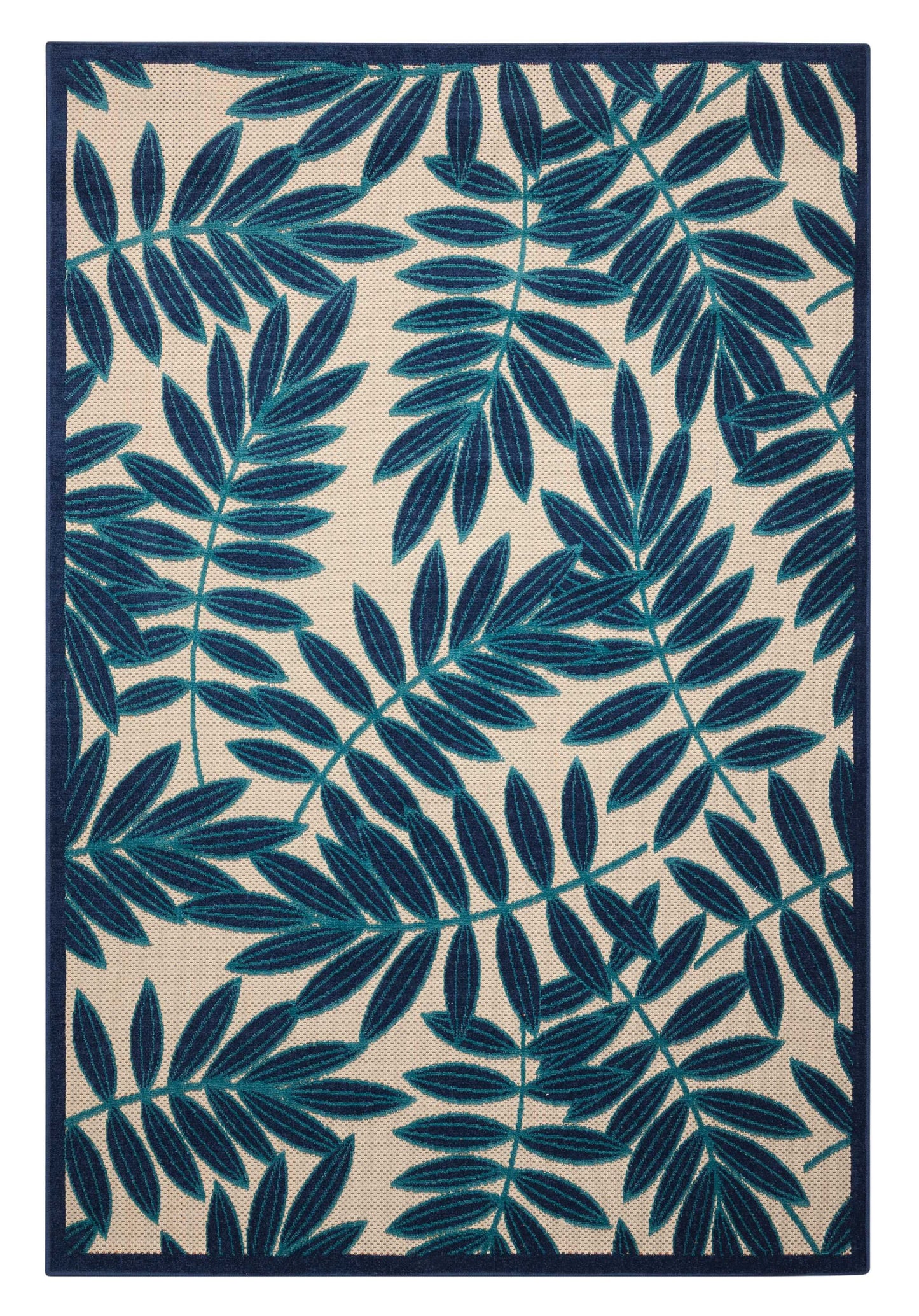 10' X 13' Blue And Ivory Floral Non Skid Indoor Outdoor Area Rug