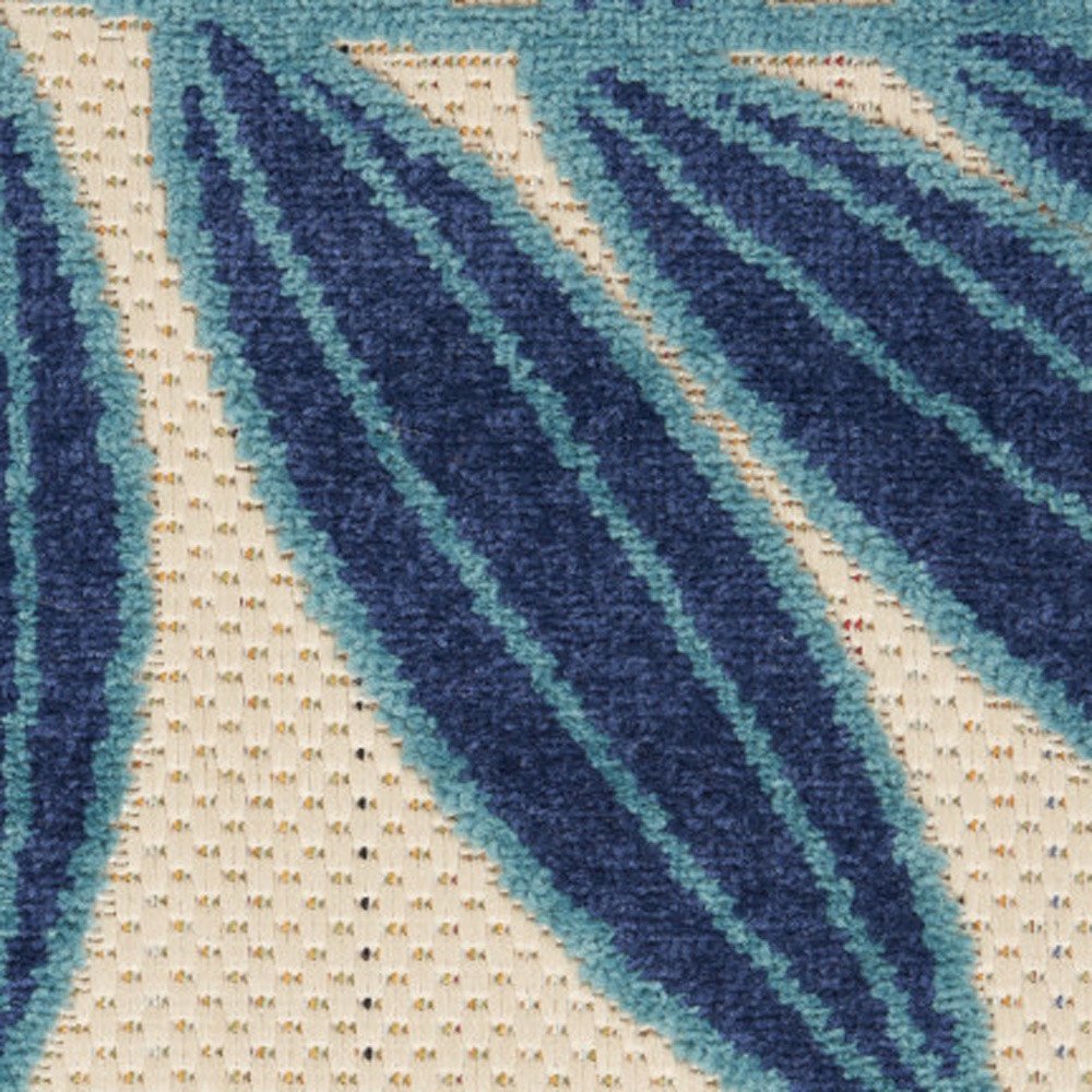 10' X 13' Blue And Ivory Indoor Outdoor Area Rug