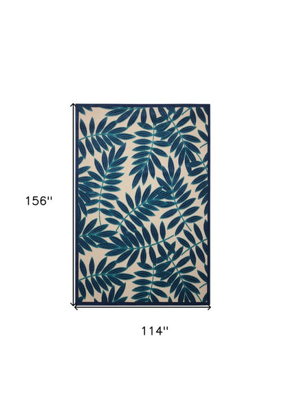 10' X 13' Blue And Ivory Indoor Outdoor Area Rug
