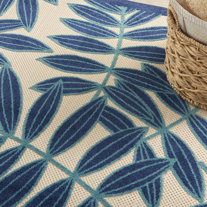 10' X 13' Blue And Ivory Indoor Outdoor Area Rug