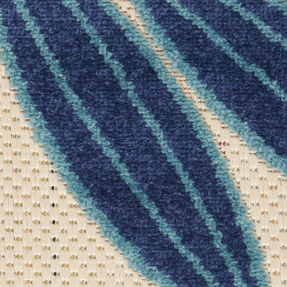 10' X 13' Blue And Ivory Indoor Outdoor Area Rug