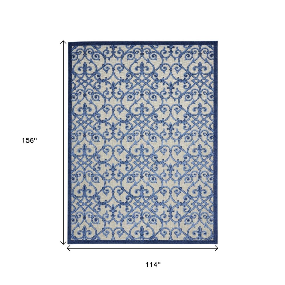 10' X 13' Blue And Gray Indoor Outdoor Area Rug