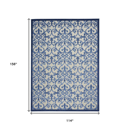 10' X 13' Blue And Gray Indoor Outdoor Area Rug