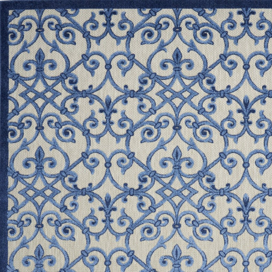 10' X 13' Blue And Gray Indoor Outdoor Area Rug
