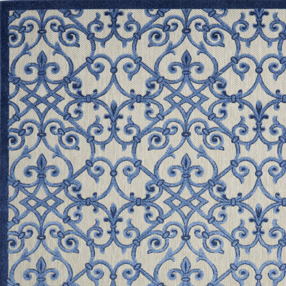 10' X 13' Blue And Gray Indoor Outdoor Area Rug