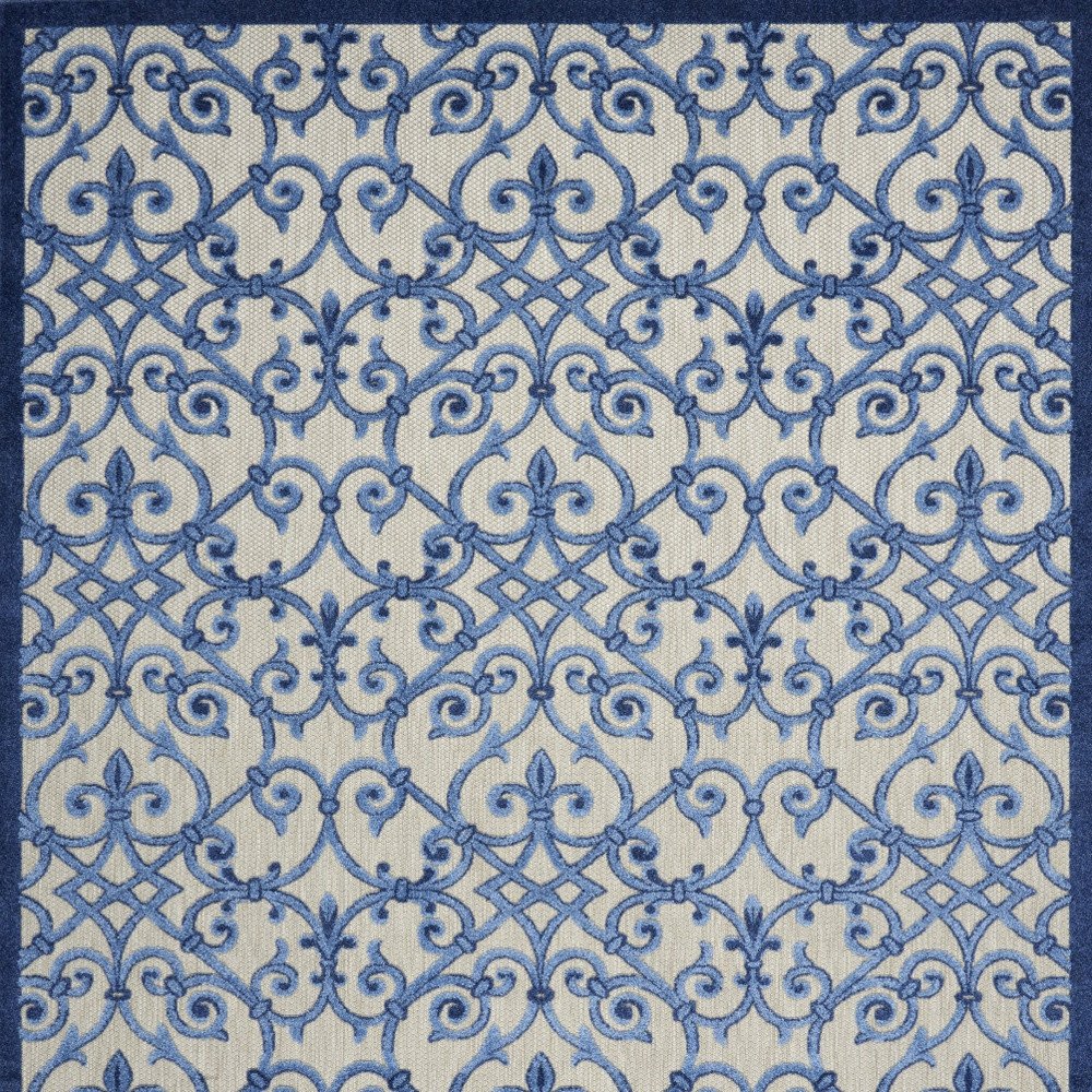 10' X 13' Blue And Gray Indoor Outdoor Area Rug