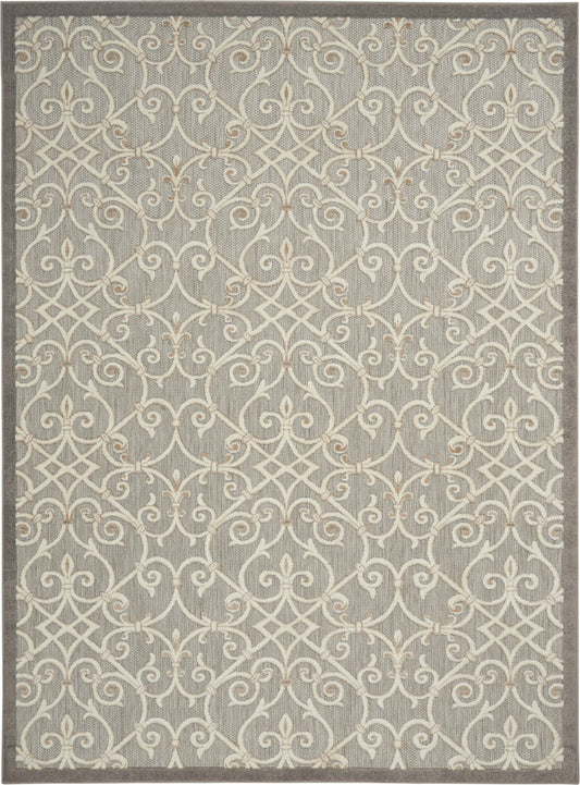 10' X 13' Natural Damask Non Skid Indoor Outdoor Area Rug