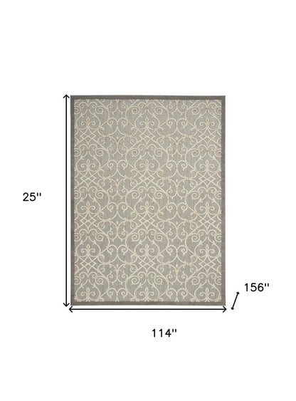 10' X 13' Gray And Ivory Indoor Outdoor Area Rug