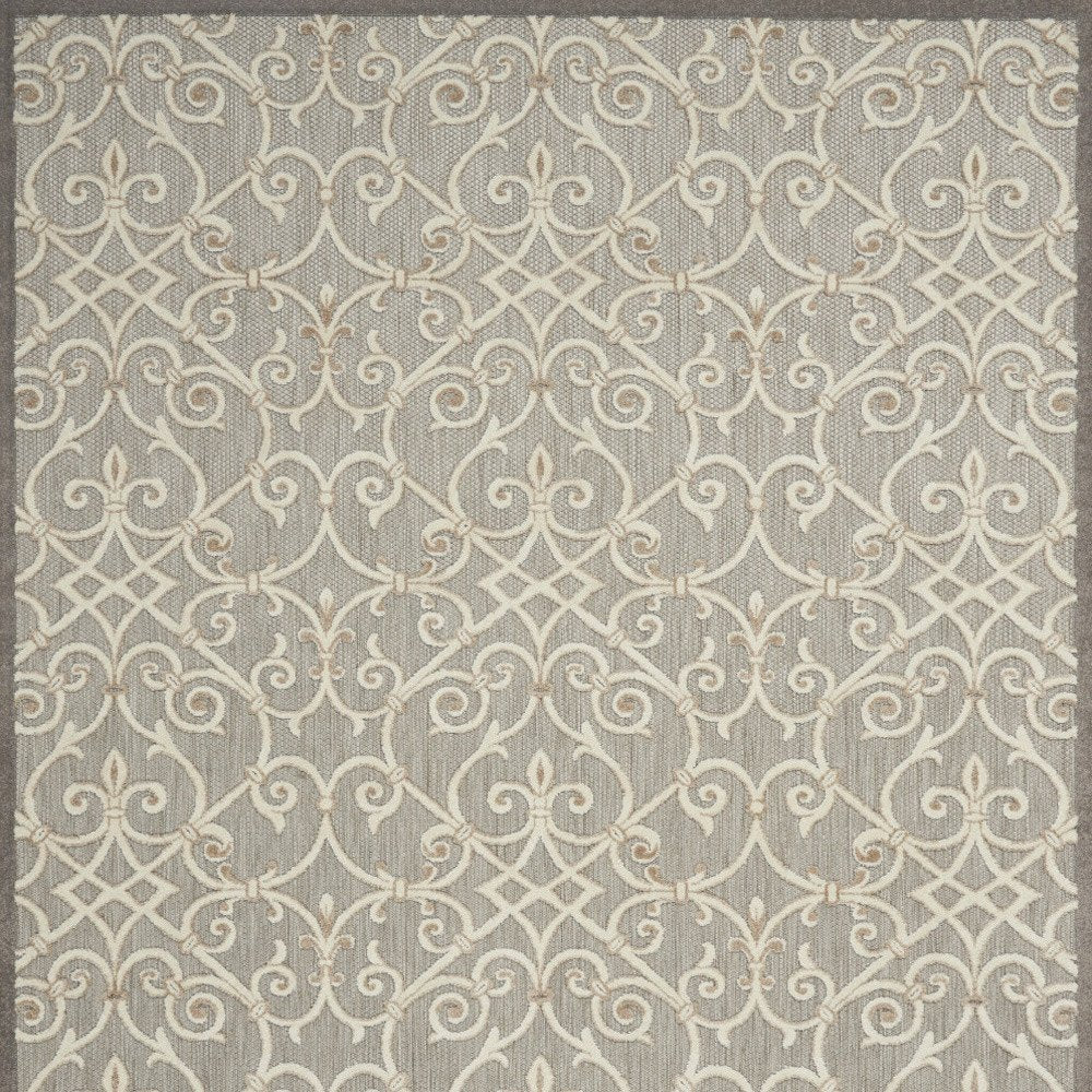 10' X 13' Gray And Ivory Indoor Outdoor Area Rug