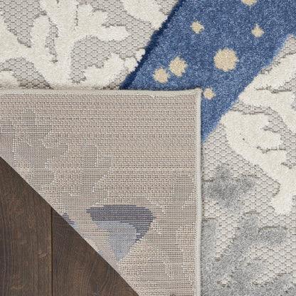 10' Blue And Gray Indoor Outdoor Runner Rug