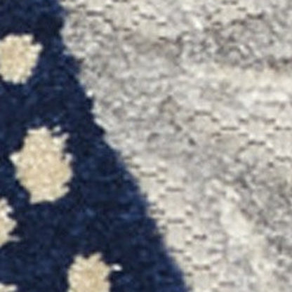 12' Blue And Gray Nautical Indoor Outdoor Runner Rug