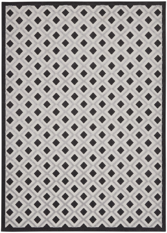 12' X 15' Black And White Gingham Non Skid Indoor Outdoor Area Rug