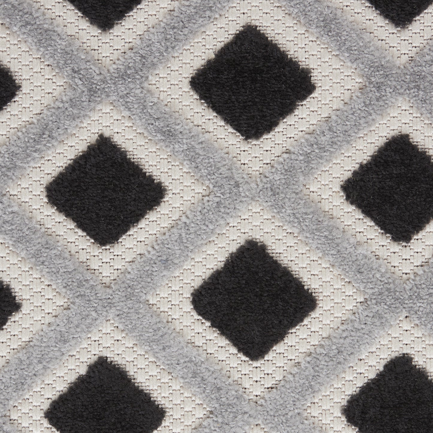 12' X 15' Black And White Gingham Non Skid Indoor Outdoor Area Rug