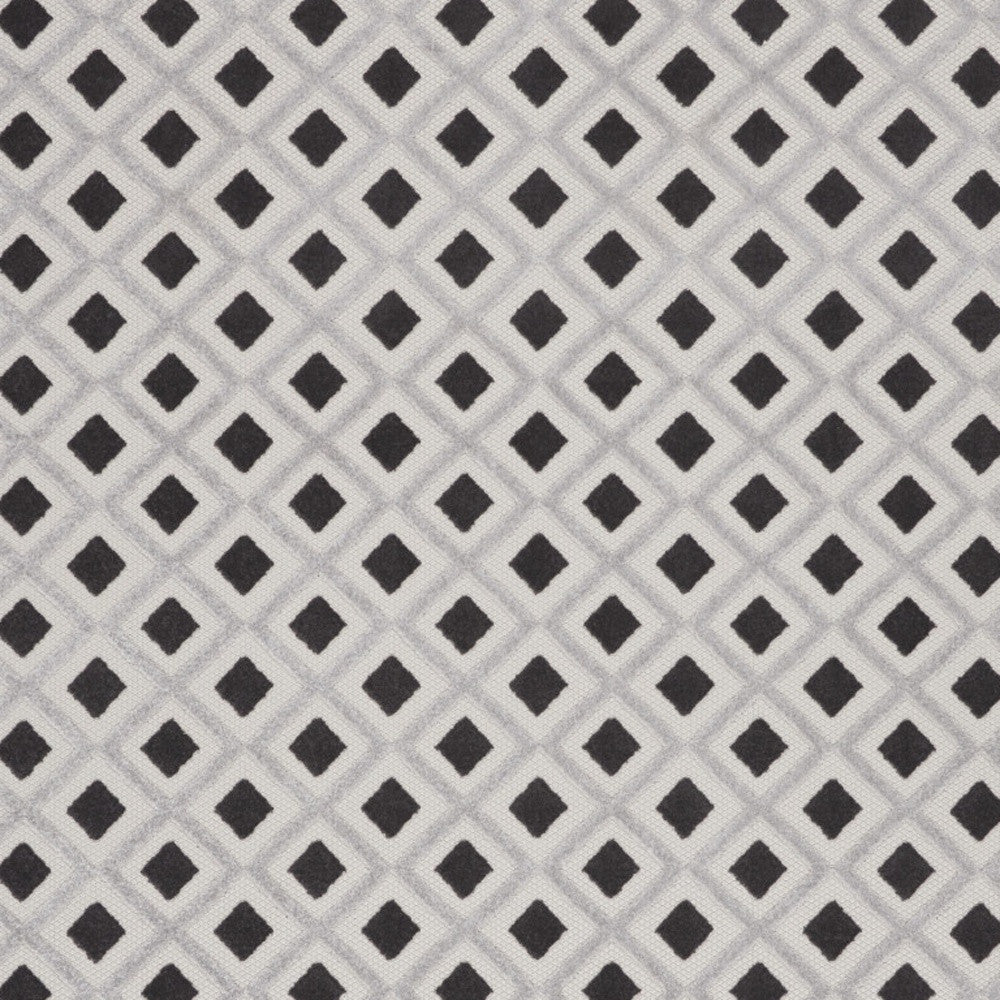 12' X 15' Black And White Gingham Non Skid Indoor Outdoor Area Rug