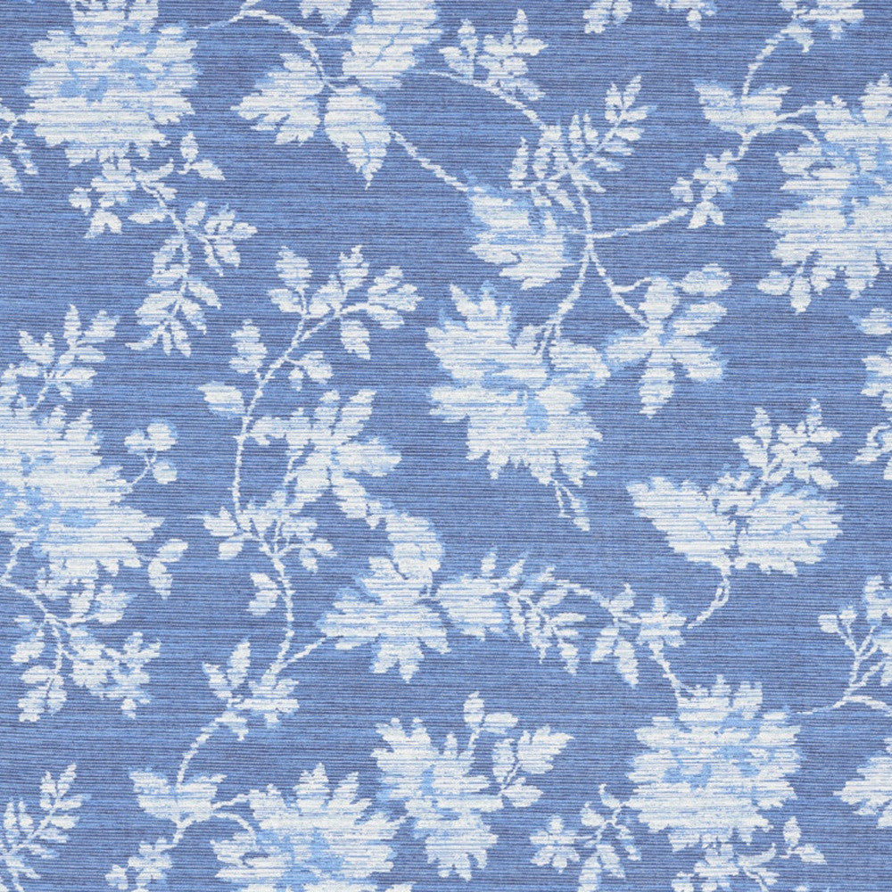 8' X 10' Blue Floral Distressed Washable Area Rug