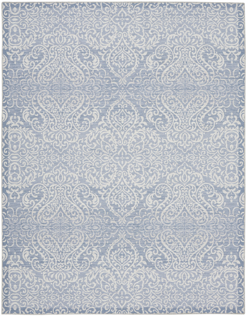 8' X 10' Slate Damask Distressed Washable Area Rug