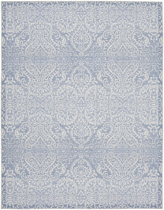 8' X 10' Slate Damask Distressed Washable Area Rug