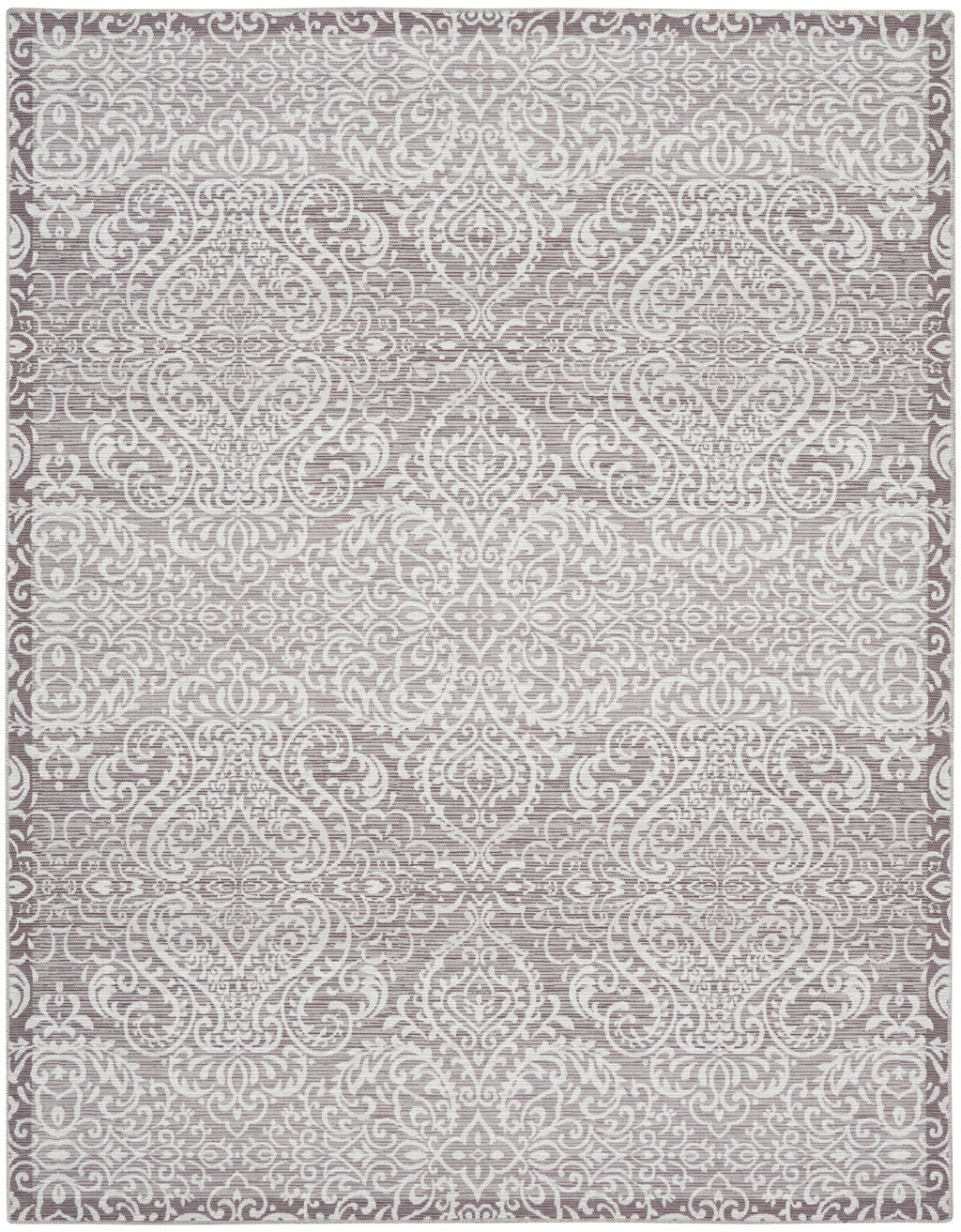 8' X 10' Stone Damask Distressed Washable Area Rug