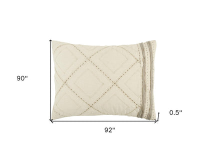 Ivory Geometric Queen Quilt