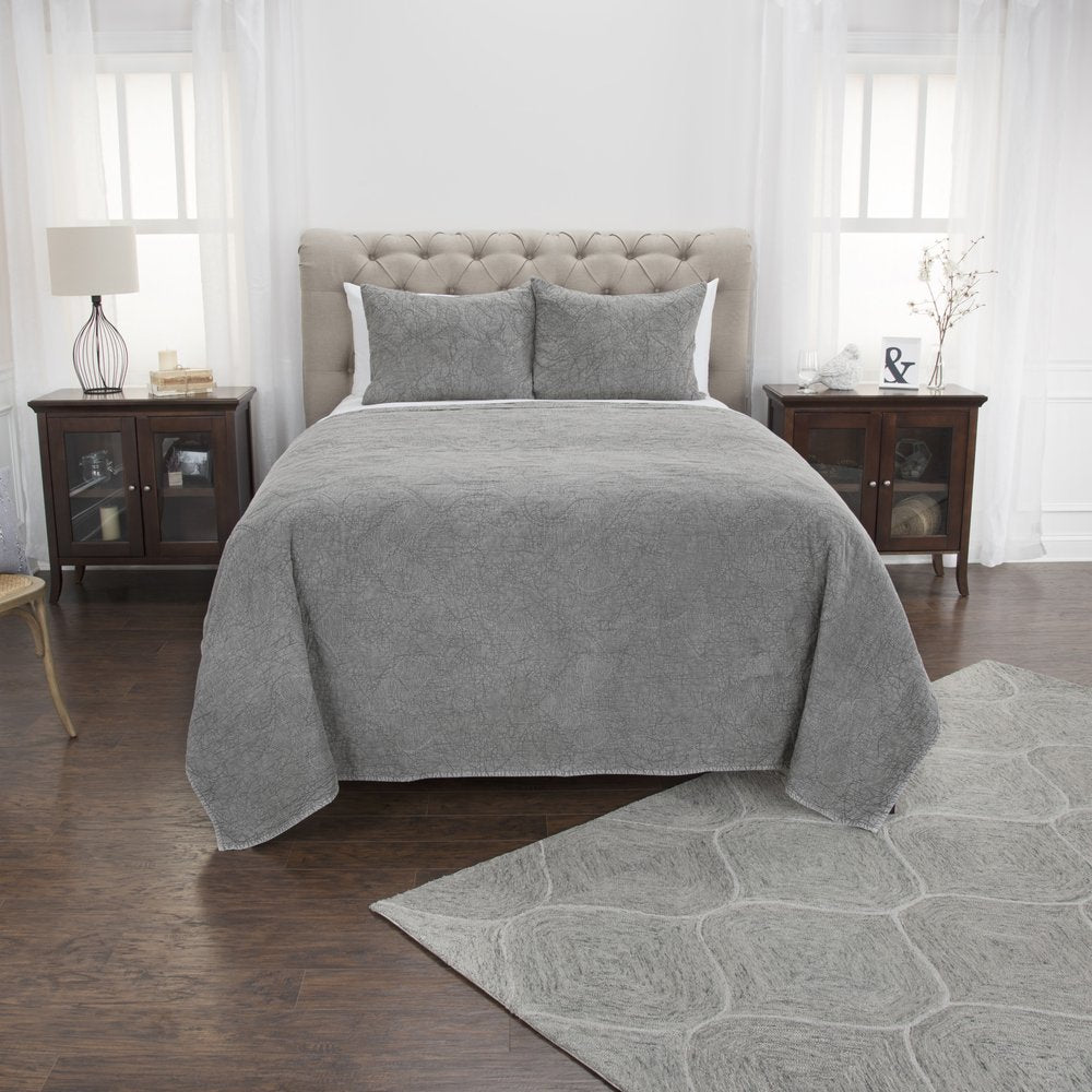 Gray Damask King Quilt