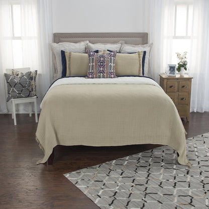 Natural Checkered Queen Quilt