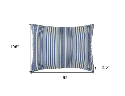 Blue And White Striped King Quilt