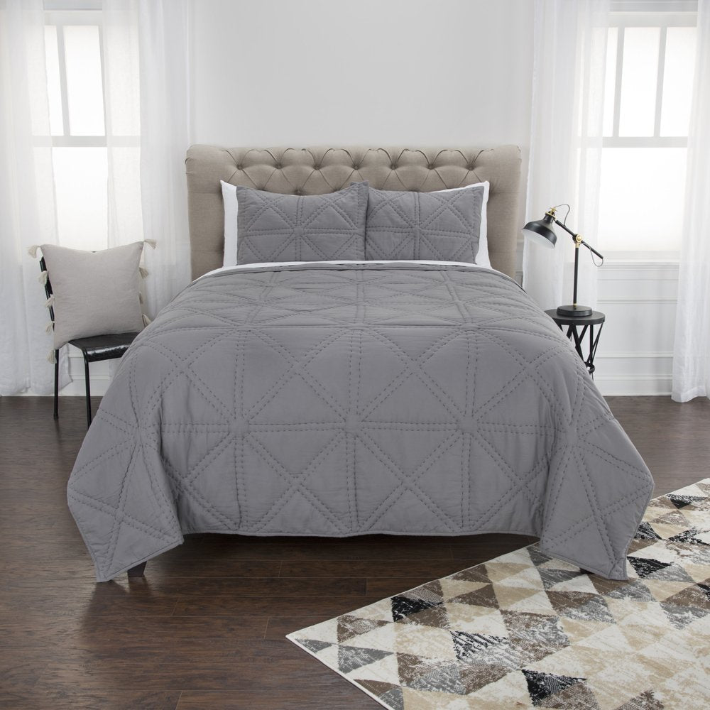 Gray Geometric King Quilt