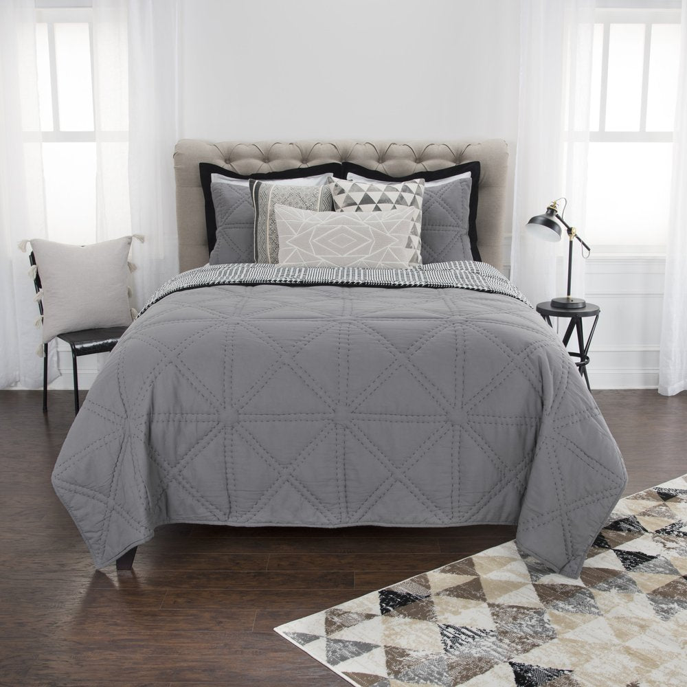 Gray Geometric King Quilt