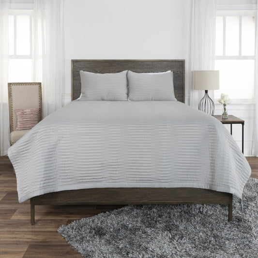 Set of Three Gray Geometric King Quilt