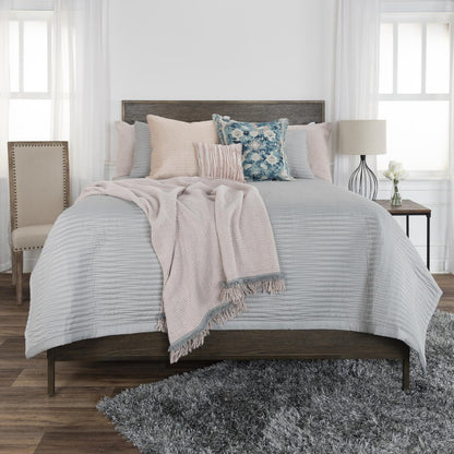 Set of Three Gray Geometric King Quilt