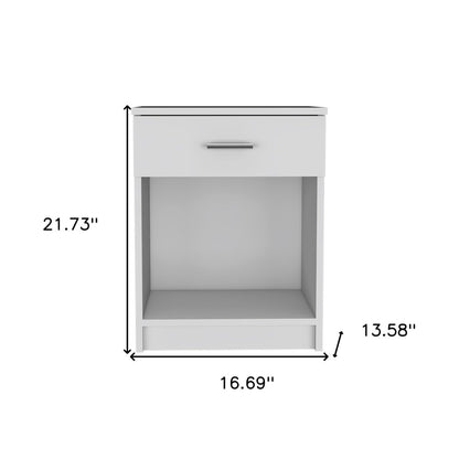 22" White Wood One Drawer Nightstand