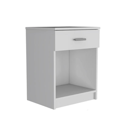 22" White Wood One Drawer Nightstand