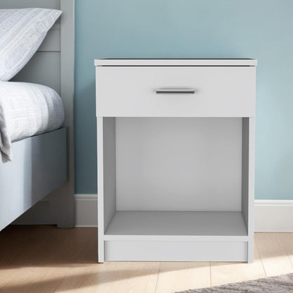 22" White Wood One Drawer Nightstand