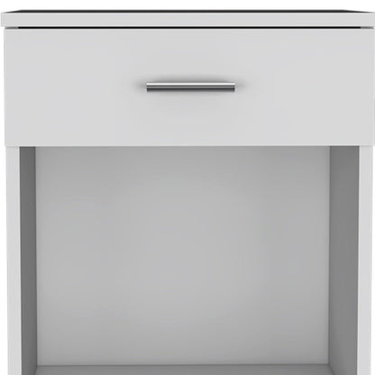 22" White Wood One Drawer Nightstand