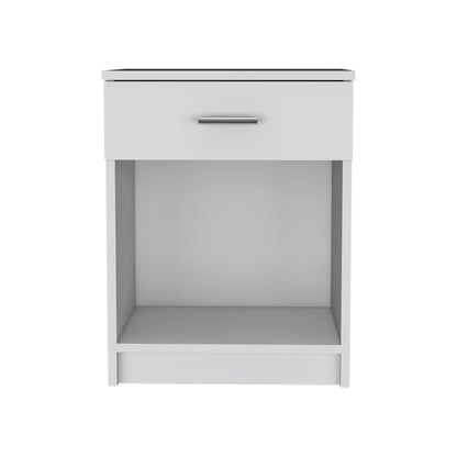 22" White Wood One Drawer Nightstand