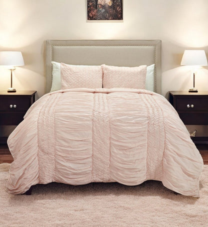 Pink Geometric Queen Quilt