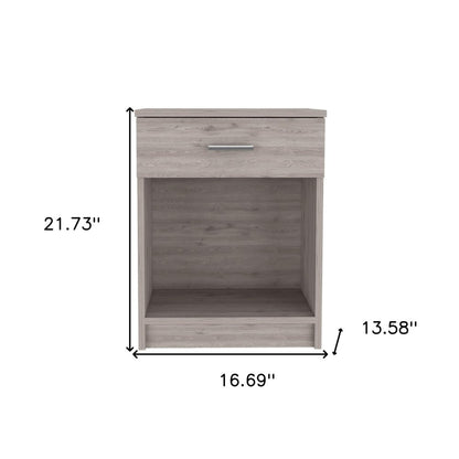 22" Light Gray Wood One Drawer Nightstand