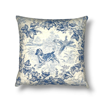 20" Navy / Cream Printed Cotton Pillow Cover in Brunschwig & Fils On Point Cotton Print – Navy on Cream Fabric